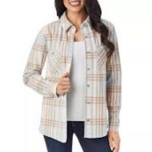 Members Mark Women's Shacket Button Down Relaxed Fit Cozy Red Plaid Sz XL